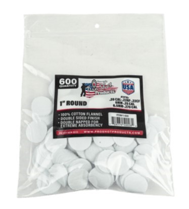 PROSHOT 1IN ROUND PATCHES - .22 CAL. TO .270 CAL. - 600 COUNT 1-600 - 556 Black Friday Promotion